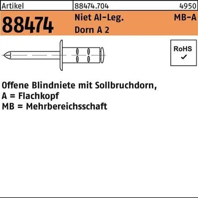 Produktbild von Gesipa PolyGrip Mehrbereichsschaft-Blindniete Alu/A 2 3,2 x 9,5 S 1000 Stk