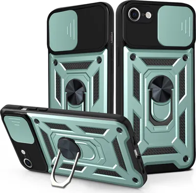 Produktbild von iPhone 8 Hülle mit 360° Drehbarer Magnetische Ring Ständer Halter Dia Kameraschutz TPU Bumper Silikon Schutzhülle für iPhone 8 Grün