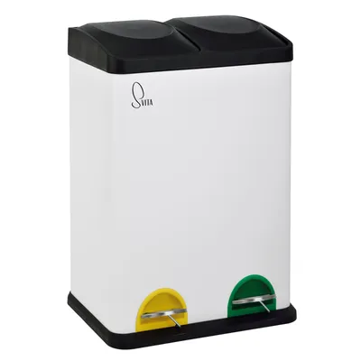 Image de SVITA TC2X20 Poubelle Système de tri sélectif Poubelle à compartiments Blanc 40 litres (2x20L)