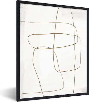 Produktbild von MuchoWow® Gerahmtes Poster Kunst - Braun - Weiß - Minimalismus 60x80 cm - Poster mit Schwarzem Bilderrahmen Wandposter Rahmen Foto Bilder - Premium - Wanddeko Wohnzimmer