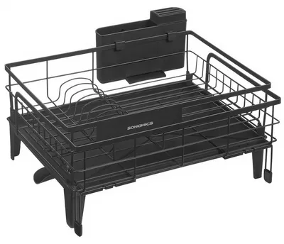 Obrázok produktu pre Odkvapkávací stojan s výsuvnou odkvapkávacou miskou, otočný o 360 stupňov | Čierna farba | Rozmery: 42 x 31 – 56 x 20 cm