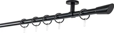 Produktbild von Gardinenstange auf Maß 20mm Rag 1-lauf Deckenträger 4cm Größe: 300cm, Farbvariante: Schwarz