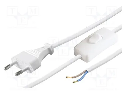 Produktbild von 1x Kabel CEE 7/16 (C) Stecker,Kabel mit Aussc 1,5m weiß 51349 Computerversorgungs