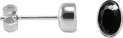 Produktbild von 925 Sterling Silber Ohrstecker mit ovalem Zirkonia Farbe - Schwarz