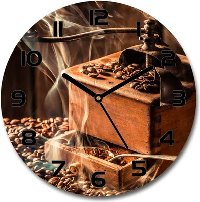 Produktbild von Wanduhr aus Glas 30fi Glasbild Glasuhr Gehärtetes Glas - schwarze-zeiger - Coffee beans