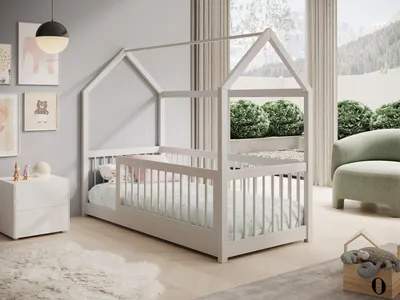 Obrázek produktu pro Dětská postel domeček s matrací 90x200 JESRIA - bílá