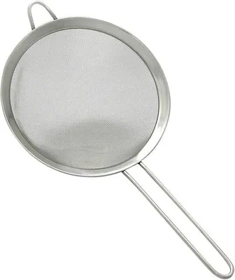 Zdjęcie produktu dla Sito kuchenne ze stali nierdzewnej Ibzoa® o średnicy 20 cm – drobne sito o oczkach 1 mm z rantem i możliwością zawieszenia, długość 38 cm (uchwyt 16,5 cm), wykonane ze stali nierdzewnej 18/10, można myć w zmywarce