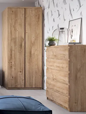 Produktbild von Schlafzimmer Schrank Set, Kleiderschrank mit Kommode, FORTALEZA-129 in Eiche Nb.