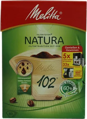 Produktbild von Melitta Natura Kaffeefilter Filtertüten 102 naturbraun 80 Stück