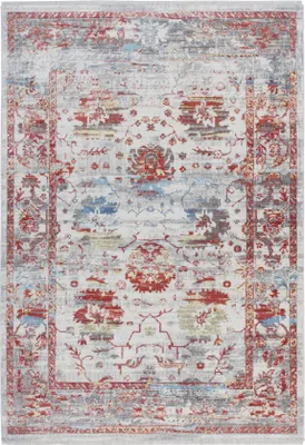 Produktbild von Qiyano Teppich für Wohnzimmer orientalisches Blumenmuster Vintage rot blau beige creme pastell, 80 x 150 cm
