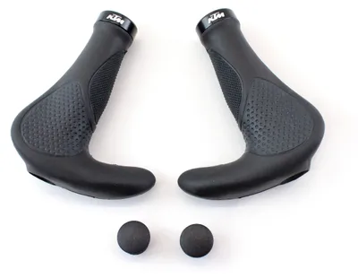 Produktbild von KTM Fahrrad Griffe ergonomisch geformt - Ergo grip Lock - in schwarz, doppelt geklemmt mit Bar End und abgestimmten Härtebereichen