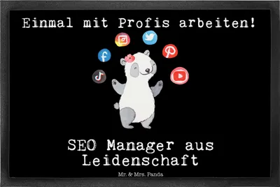 Produktbild von Mr. & Mrs. Panda fußmatte SEO Manager Leidenschaft 40 x 60 cm - Schwarz - Geschenk, Schuhabstreifer, Sauberlaufmatte, Schmutzfangmatte, Suchmaschinenoptimierung
