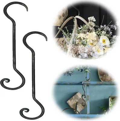 Produktbild von LS-LebenStil 2x XL Vintage S-Haken Kleiderhaken 24x5cm Eisen Schwarz Antik geschmiedet