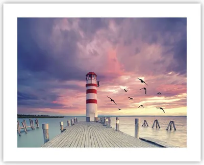 Produktbild von Poster - Poster ohne Rahmen - Laterne Meer Küste - 50x40 cm - Wand Bild - Wanddeko - Wandbilder - Kunstposter - Wandposter - Bilder - Kunstdruck - Wanddekoration - Wandbild - P2XAA50x40-4978