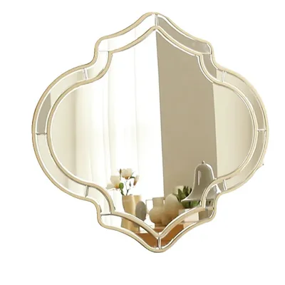 Image de Décoration murale miroir, forme irrégulière, bord doré, or, 62x62cm