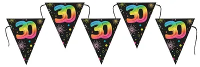 Produktbild von Wimpelkette Girlande Geburtstag 30 schwarz bunt 300 cm