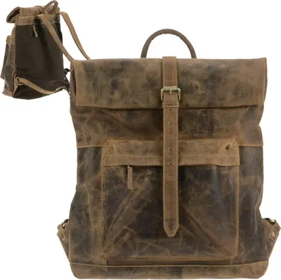 Produktbild von Greenburry Rucksack Leder braun Rolltop Backpack Damen Herren Vintage 1671-25
