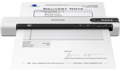 Produktbild von Epson WorkForce DS-80W - Dokumentenscanner - Contact Image Sensor (CIS) - A4 - 600 dpi x 600 dpi - bis zu 15 Seiten/Min. (einfarbig) / bis zu 15 Seiten/Min. (Farbe) - bis zu 300 Scanvorgänge/Tag - USB 2.0, Wi-Fi(n)