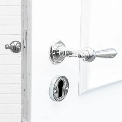 Produktbild von Drückergarnitur für Haustüren-Sicherheitsrosette |PZ| Nickel glanz