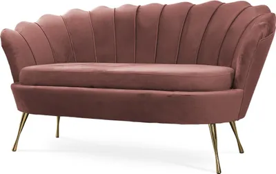 Produktbild von Bettso Elegant klassisch Muschelsofa Schalensofa Sofa Shell Muschel Couch auf Metallbeinen für Wohnzimmer Rosa Dunkelrosa