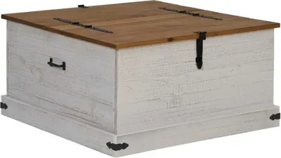 Image de vidaXL Coffre HALDEN blanc 91x91x47 cm Pin massif