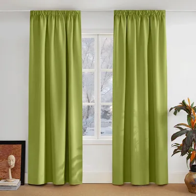 Immagine prodotto di Tende oscuranti con passamaneria arricciante, altezza 245 cm, larghezza 140 cm (confezione da 2), colore verde