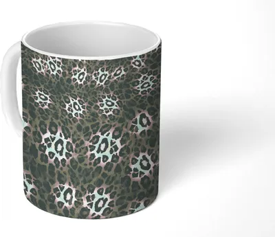 Produktbild von MuchoWow® Tasse Kaffeetasse Kaffeebecher 350 ml Pantherdruck - Rosa - Grau - Muster Teetasse - Fototasse - Becher - Keramikbecher - Teebecher - Kaffeetasse - Bürotasse