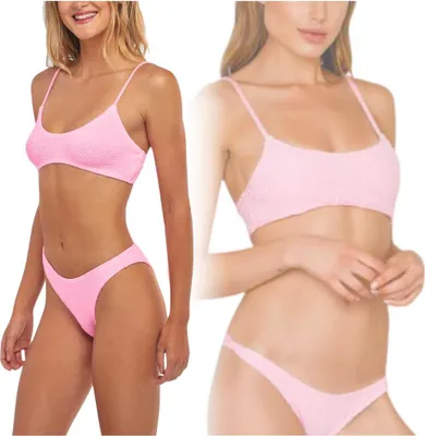 Zdjęcie produktu dla Strój kąpielowy dwuczęściowy bikini mocno wycięte jasny róż do opalania L
