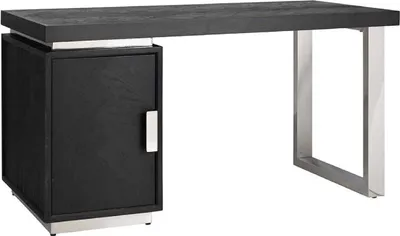 Produktbild von Casa Padrino Luxus Massivholz Schreibtisch Schwarz / Silber 150 x 70 x H. 77 cm - Bürotisch - Computertisch - Luxus Büro Möbel