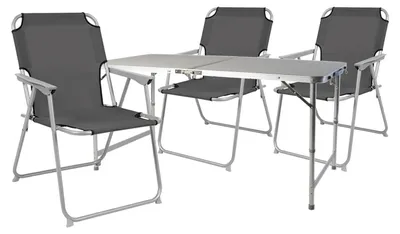 4-teiliges Campingmöbel Set Anthrazit Alu mit Tragegriff Camping 120x60x58/70cm