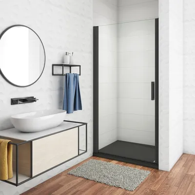 Produktbild von 90x200cm Schwarz Duschtür Duschkabine Nischentür Duschabtrennung 8mm ESG NANO