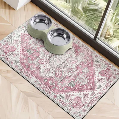 Productafbeelding van Huisdieren Voedermat - Honden Placemat - Vloer Beschermen - Super Absorberend - 50 x 30 cm - Roze