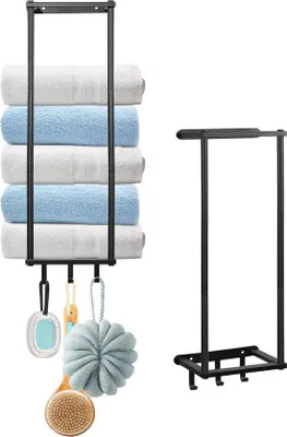 Produktbild von Famanu Handtuchhalter Wandmontage - Badezimmer Handtuchaufbewahrung mit Haken