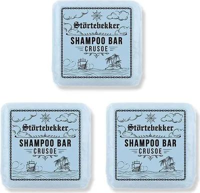 Produktbild von Störtebekker Festes Shampoo Crusoe 3er Set - Handgefertigtes, veganes Shampoo für Herren & Damen - Wohlduftende Duschpflege für Haut und Haar