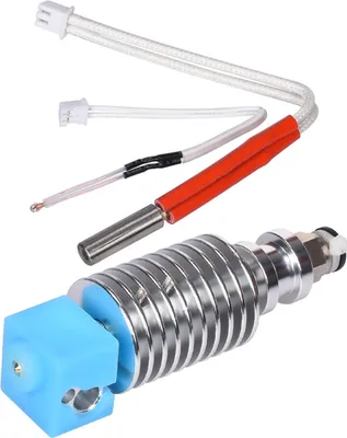 A 3D printer hotend kit with a heater cartridge and thermistor.