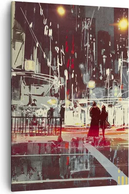 Produktbild von Bild auf Leinwand - Leinwandbild - Einteilig - Stadt Straße Nacht - 70x100cm - Wand Bild - Wanddeko - Wandbilder - Leinwanddruck - Wanddekoration - Leinwand bilder - Wandbild - PA70x100-3780