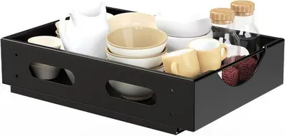 Zdjęcie produktu dla Teleskopowy organizer kuchenny – 1 sztuka – czarny – 38,5 x 27,5 x 8 cm