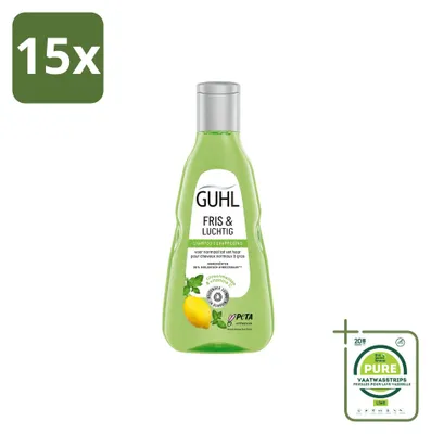 Immagine prodotto di 15 flaconi di shampoo Guhl Fris & Luchtig, 250 ml ciascuno, confezione grande, 15 pezzi