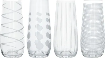 Obrázek produktu pro Mikasa - Sklenice na koktejlové přípitky Mikasa, 290 ml, sada 4 kusů, čiré sklo, stříbrná barva, 230 ml, sada 4 sklenic