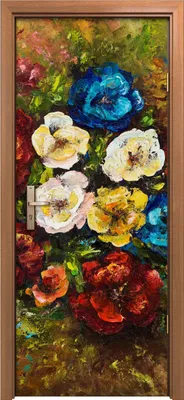Produktbild von Türposter 80x200 cm Türaufkleber Türtapete Türfolie Klebefolie frische Blumen Blumenstrauß Malerei