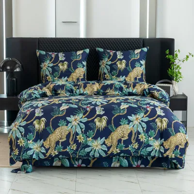 Obrázok produktu pre Posteľná bielizeň – 200 x 200 cm – sada obliečok na posteľ a vankúšov – divoké mačky – mikrovlákno a bavlna – 2 obliečky na vankúše 70 x 80 cm