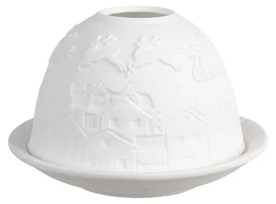 Produktbild von Clayre & Eef Teelichthalter Ø 12x8 cm Weiß Porzellan Weihnachten