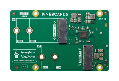 Produktbild von Pineboards HatDrive! Dual, 2x NVMe 2230/2242 GEN 2 Erweiterung für Raspberry Pi 5