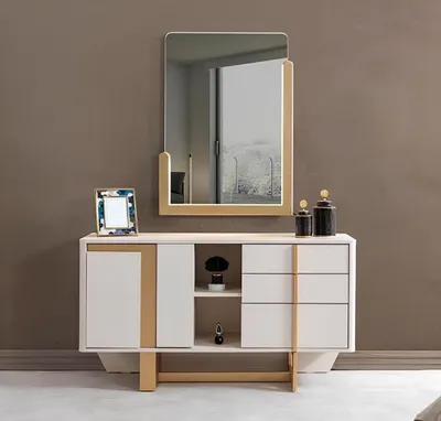 Produktbild von Kommode Moderner Stil Beige Farbe Holzrahmen Minimalistisches Design