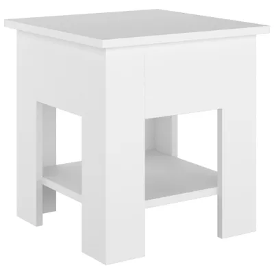 A white side table with a shelf.