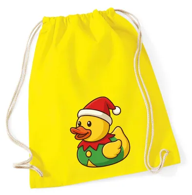 Produktbild von Huuraa Turnbeutel Quietscheente Wichtel Gummiente Elfe 12 Liter Yellow Baumwolle Rucksack Geschenkidee