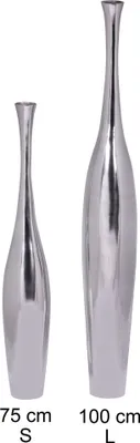Produktbild von Deko Vase groß BOTTLE S Aluminium modern mit 1 Öffnung in Silber | Hohe Alu Blumenvase handgefertigt | Große Dekovase für Blumen