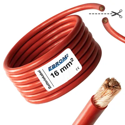 Produktbild von Batteriekabel Aderleitung ROT H07V-K 16mm² - KFZ Batterie Kabel 100% OFC Kupfer - Schnitt - Meterware nach Ihren Wünschen - 16mm2