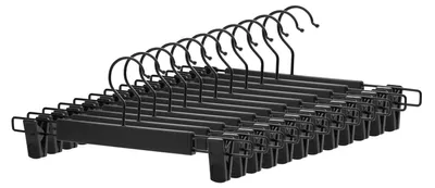 Produktbild von Kleiderbügel mit Clips 12 Stück | Schwarz | 35,5x1x15cm