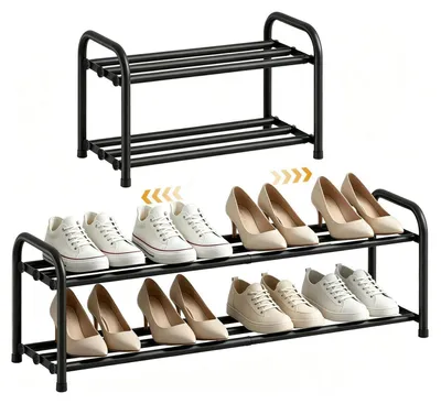 Produktbild von Schuhregal Metall Ausziehbar 45-80 cm 2 Etagen 3 Stangen